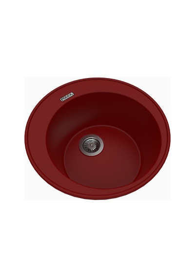 Polex Cristalüx Granit Evye P-06 Bordo Tezgah Altı Ve Tezgah Üstü Oval Mutfak Evyesi 51.5x51.5 CM
