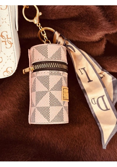 Elora Atelier Fular Detaylı Mini Çanta Charm Pudra