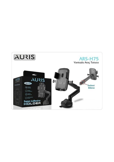 Ars-h75 Vantuslu Katlanabilir 360 Döner Başlıklı Araç Içi Telefon Tutucu Siyah