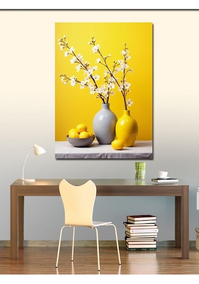 Kanvas Tablo Sarı Vazoda Çiçekler 50cmx70cm