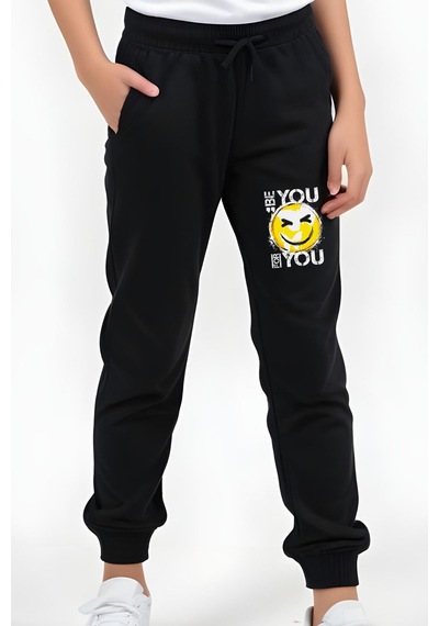 Panios Kids Be You Emoji Baskılı Kız Çocuk Tişört Ve Eşofman Alt-üst Takım Beyaz