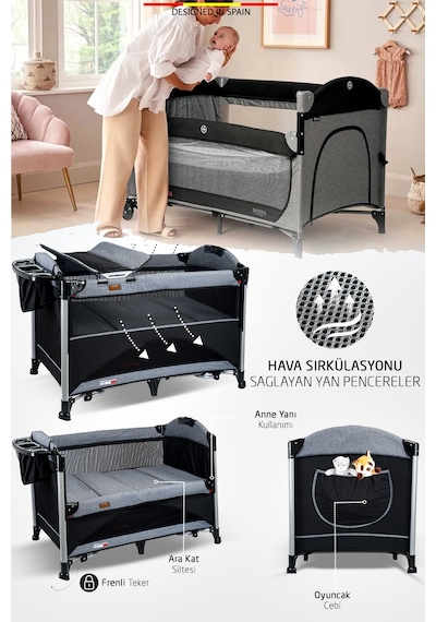 Baby Home 620 Lora-co 70x110 Bebek Oyun Parkı  Anne Yanı Beşik