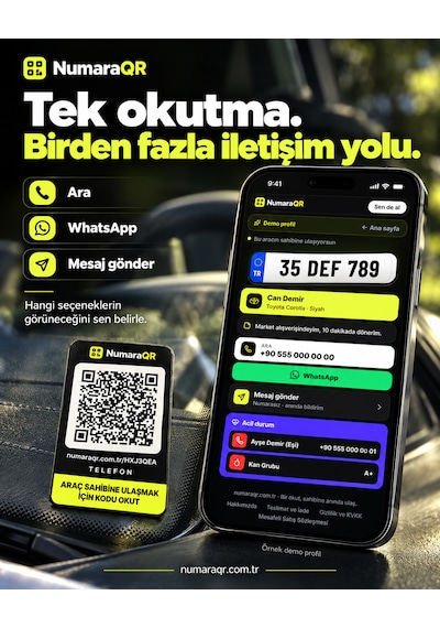 Numaraqr Qr Kodlu Araç Numaratörü Sticker Cam Içi Park Numarası