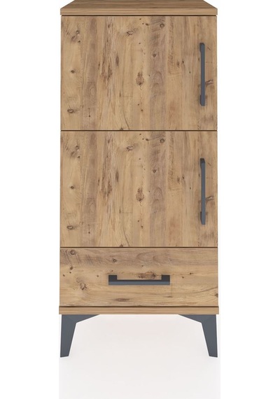 Arges Komodin 4 Raflı Tek Çekmeceli 2 Kapaklı 44x30x96 Çam-çam Çam