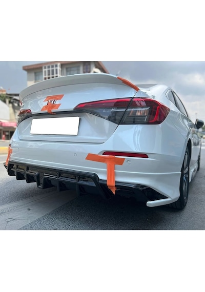 Honda Civic Fe Arka Ek Plastik Siyah Difüzör 2022 2023 2024 2025 Arka-bodykit-ek-karlık