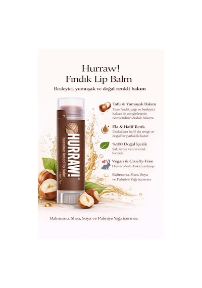Hurraw Gece & Gündüz Dudak Bakımı 3 Lü Set Vişne + Fındık + Moon Lip Balm