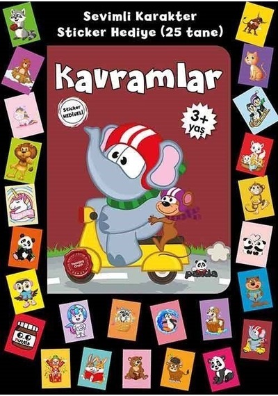 Kavramlar - Stickerlı 3+ Yaş - Afife Çoruk - Panda