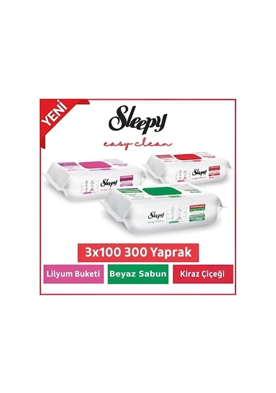 Sleepy Easy Clean Lilyum Buketi + Beyaz Sabun + Kiraz Çiçeği 3x100 300 Yaprak