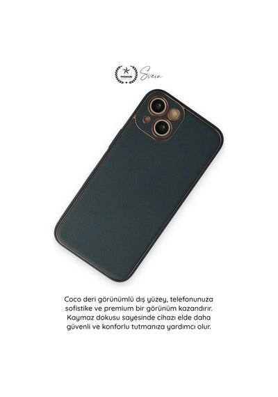 Kılıf iPhone 14 Plus Uyumlu Kılıf Coco Deri Görünümlü Silikon Kapak Darbe Emici Esnek Yumuşak Koruy Yeşil