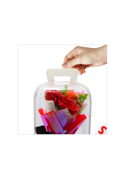 Pvc Kutulu,kırmızı Güllü Yapay Çiçek Buketi 25cmx13cm Renkli