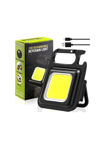 Anahtarlık Şeklinde Metal Kasa Cob Kare Fener Kamp &amp Outdoor Suya Dayanıklı Mini Cob Led Işıldak, Type C Çok Renkli