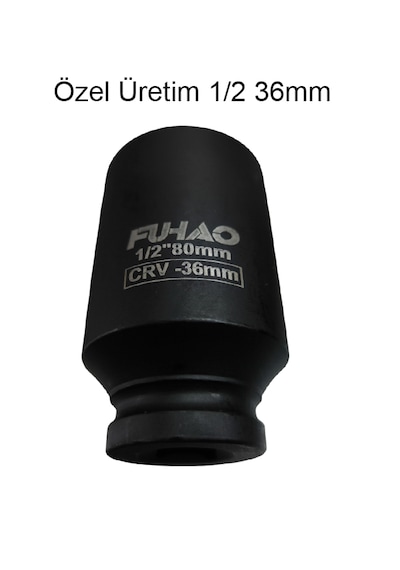 1/2 36mm Lokma Derin Havalı Siyah Uzun Özel Üretim