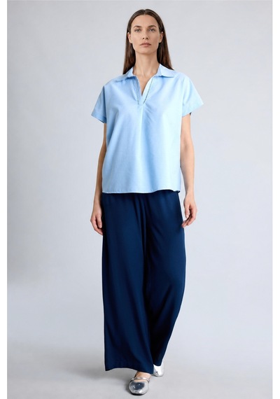 Defacto Culotte Geniş Paça Kırışık Dokulu Viskon Lacivert Pantolon C9565ax26smnv248 Lacivert-nv248