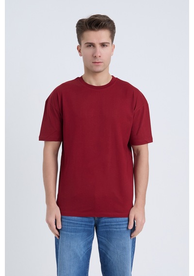 Velvoria Unısex Oversize Basic Bordo T-shirt
