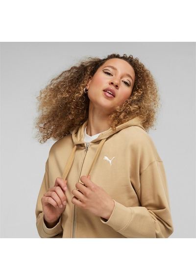 Puma Her Terry Fermuarlı Kadın Kapüşonlu Sweatshirt 676003 84 Bej