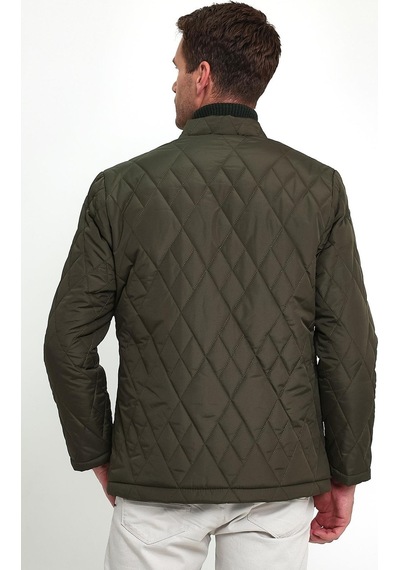 Sivaist Erkek Yeşil Standart Fit Normal Kesim Içi Kürklü Dik Yaka Çıtçıtlı Dolgulu Desenli Overcoat-Yeşil