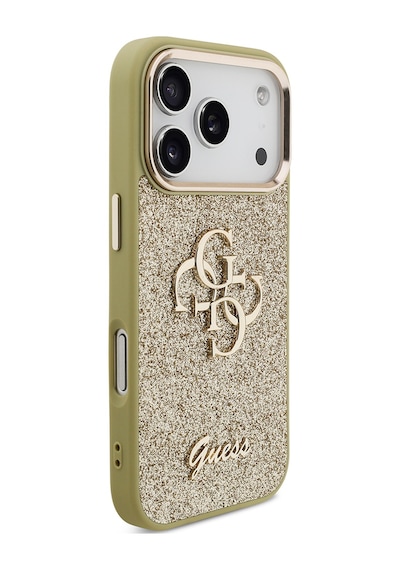 Apple Uyumlu iPhone 17 Pro Kılıf Guess Lisanslı 4g Büyük Metal Logolu Glitter Kapak Gold Gold