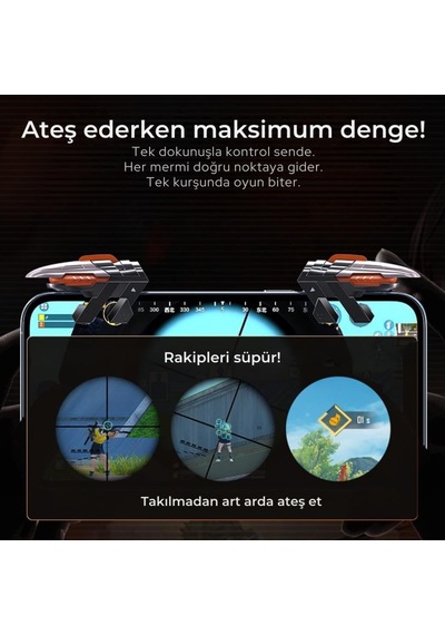 Profesyonel Yüksek Hassasiyetli Telefon Tetik Mobil Oyun Tetik Aparatı 4 Buton Nişan Ve Tetik Tuşu