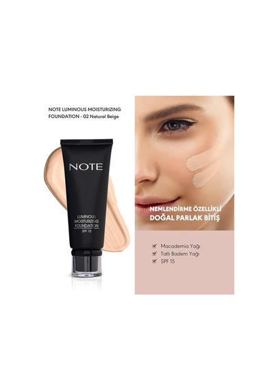 Cosmetics Luminous Moisturizing 02 Natural Beige Nemlendirici Etkili Spf 15 Kapatıcı Fondöten Çok Renkli