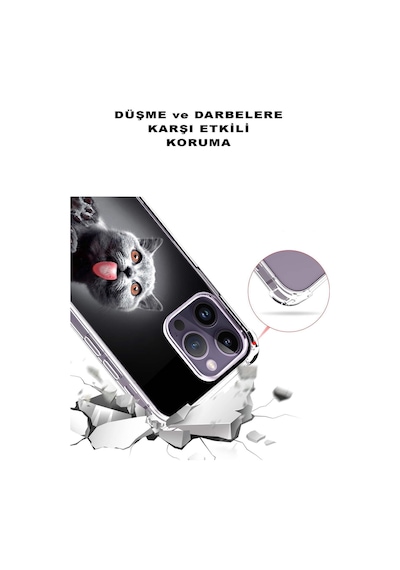 Samsung Galaxy A20 Uyumlu Kedi 2 Baskılı Şeffaf Köşe Korumalı Antişok Kılıf