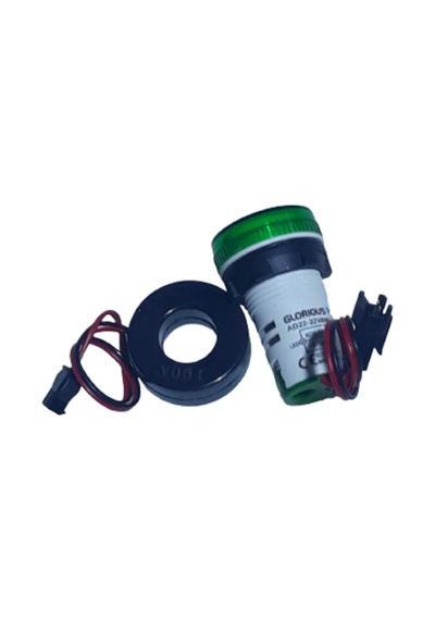 Ampermetre - Voltmetre 22 MM Akım Trafolu 220V Yeşil
