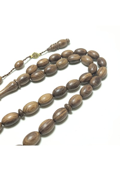 Sandal Ağacı Tesbih Yumurta 8,5x13. Kahverengi - Siyah