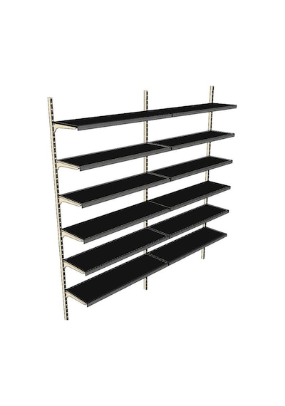 6 Katlı 2'li Market Rafı - Duvara Monte, Ekonomik Market Rafı Mavi-40x95 Cm Mavi