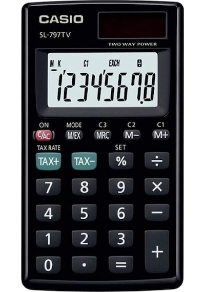 Casio SL-797TV-BK Cep Tipi 8 Hane Hesap Makinesi