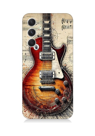 Samsung Galaxy S24 Plus Uyumlu Nostaljik Gitar Ve Nota Desenli Silikon Kılıf Çok Renkli