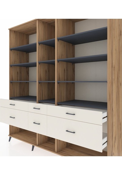 Kronos Dolap 12 Raflı 6 Çekmeceli 220x59x243 Çam-antrasit/aytaşı Çok Renkli Kronos Dolap 12 Raflı 6 Çekmeceli 220x59x243 Çam-antrasit/aytaşı Çok Renkli