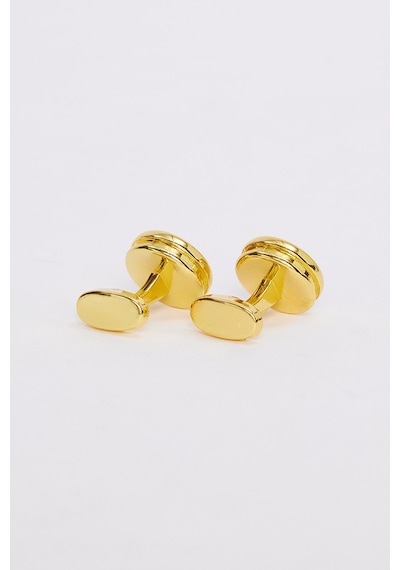 Erkek Oval Gold Detaylı Siyah Kol Düğmesi-46654