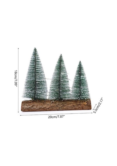 3 Lü Set Nevada Mini Çam Ağaçları Meşe Kütük Üzerinde Yılbaşı Hediyesi 16-12-10 Cm