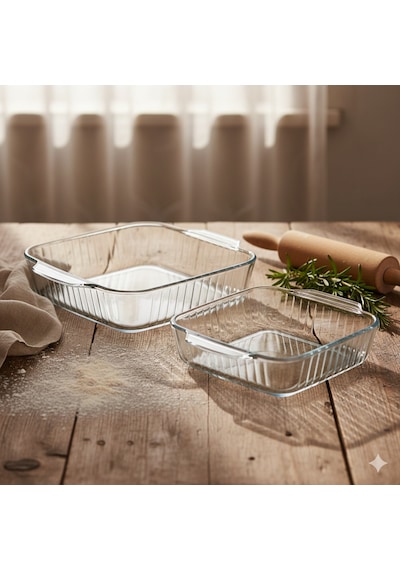 Masterchef Elite 2'li Kare Optikli Servis Tabağı,salata Kasesi, Sunumluk, Tabak Ve Fırın Kabı Beyaz
