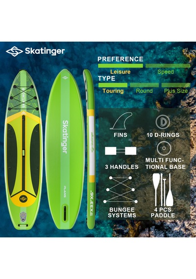 Plans Yeşil Stand Up Paddle Board 335x84x15 Cm Ölçülerinde Şişme Sörf Tahtası Full Set