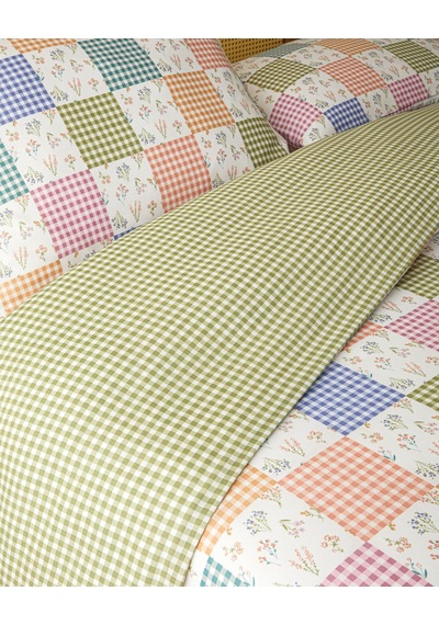 English Home Dreamy Patch Kolay Ütülenir Çift Kişilik Nevresim Seti 200x220 Cm Pembe - Yeşil