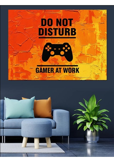 Gamer Oyuncu Uyarı Levhası Dekoratif Kanvas - Mdf Ahşap Tablo