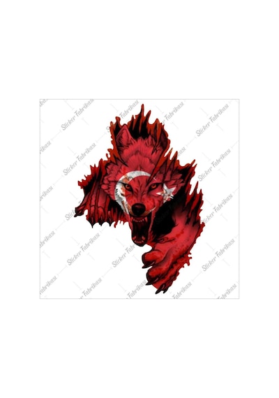 Türk Bayrağı Kurt Bozkurt Sticker 00244