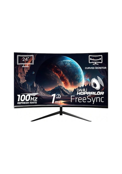 İzoly Vortex 24 İnç 100hz 1ms Fhd Curved Monitör Vga+hdmı Dahili Hoparlör