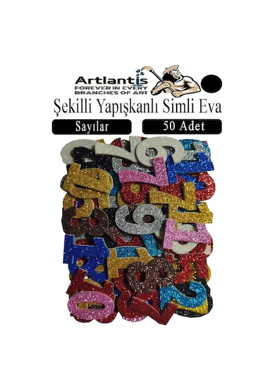 Şekilli Simli Eva Yapışkanlı 50 Li 1 Paket Kendinden Yapışkanlı Simli Eva Sticker Okul Öncesi Kreş Ana Sınıfı Siyah