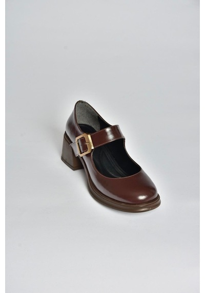 Fox Shoes T820236060 Kahverengi Rustik Kalın Topuklu Kadın Ayakkabı Kahverengi