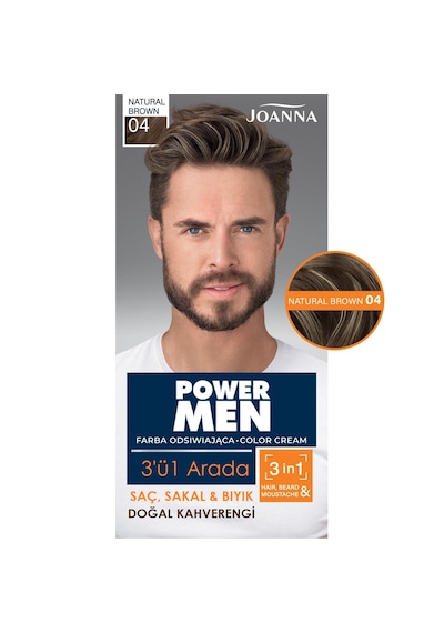 Power Men Krem Boya 3ü1 Arada Saç Sakal Bıyık 04 Doğal Kahverengi 3 Adet