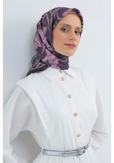 Armine İpek Eşarp 2026 Yaz - 9512-07 Koyu Mor Sura