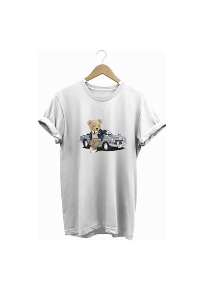 Elegant Bear - Elegant Ayı Baskılı Tshirt Beyaz