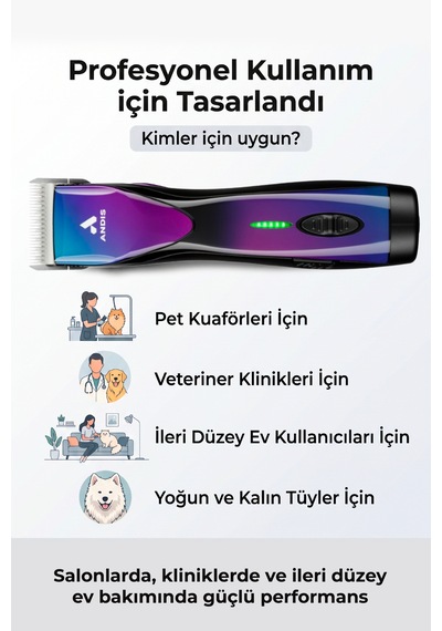 Andis Pulse Zr Iı Kablosuz Galaxy Kedi/köpek Tıraş Makinesi - Mor Renkli Yedek Bataryalı