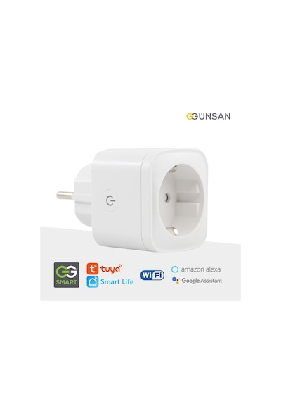 Günsan Wifi Akıllı Priz 16a Enerji Takibi, Uzaktan Kontrol, Tuya Smart Life, Sesli Komut Google Home & Alexa