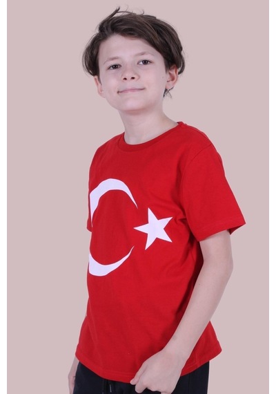 Panios Kids Imzalı Atatürk Baskılı Unisexs T-shırt Kırmızı