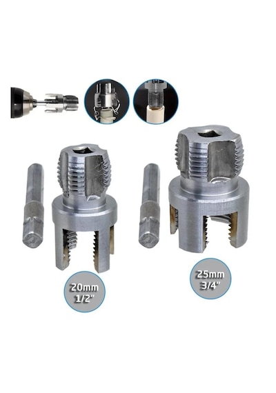 Pvc Pprc Boru İç Ve Dış Diş Açma Aparatı 20/25 Mm 2 Li Set