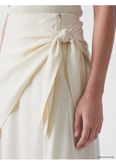 Lcw Vision Yeşil Beli Bağlamalı Keten Karışımlı Etek