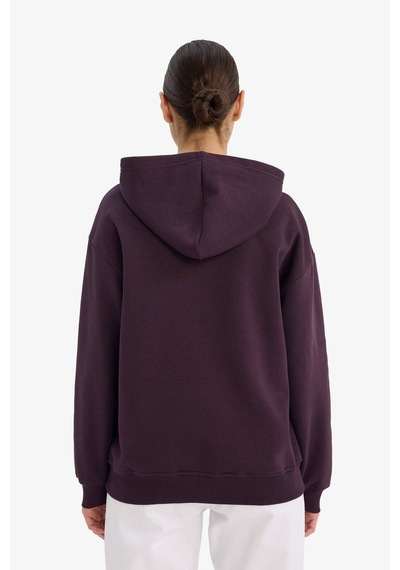 Defacto Relax Fit Kapüşonlu Basic Düz Kalın Sweatshirt D9935ax25wnpr38 Mor-pr38