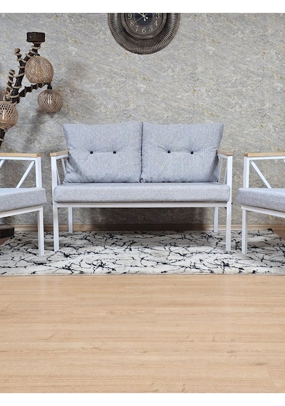 Beyaz Boyalı Bahçe - Balkon - Mutfak Çay Seti Takımı Bahçe Koltuk 001